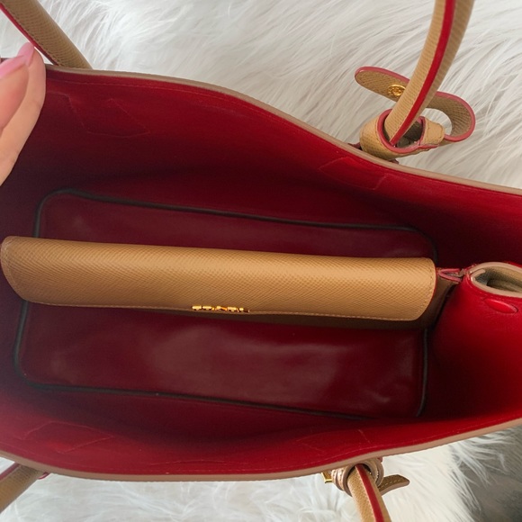 Prada Cuir Double Bag- Saffiano Caramel Leather - Picture 14 of 16